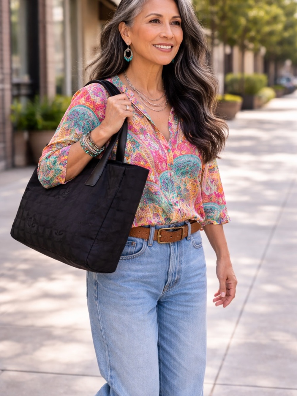 CHANEL Black Quilted Logo Travel Line Y2K Tote Bag